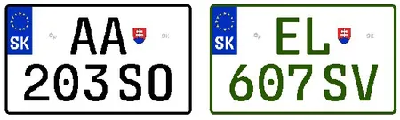 Szlovák rendszámtábla négyzet